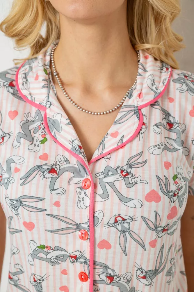 Купить Пижама женская с принтом, цвет розовый, 243R70349 - Фото №5