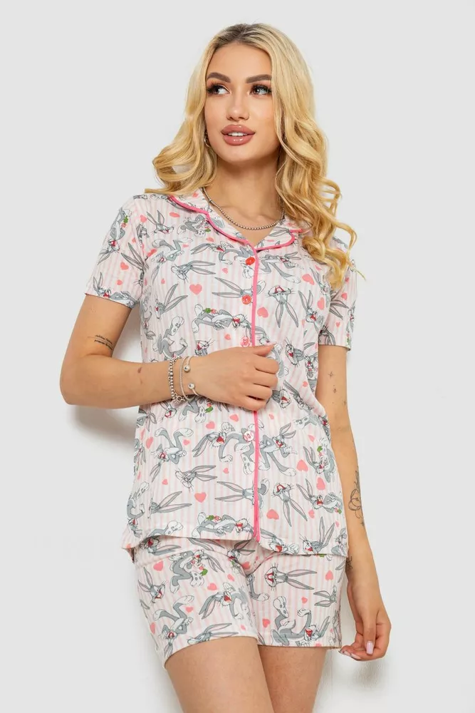 Купить Пижама женская с принтом, цвет розовый, 243R70349 - Фото №1