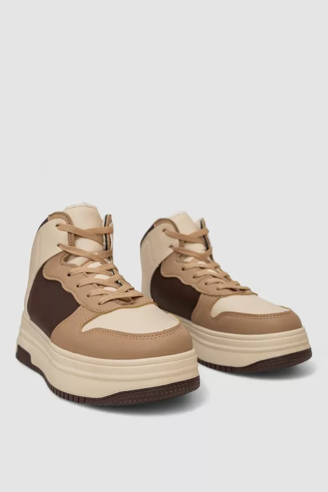 Купить Кроссовки женские зимние на меху  -уценка, цвет бежево-коричневый, 248RAM01-U-1 - Фото №3