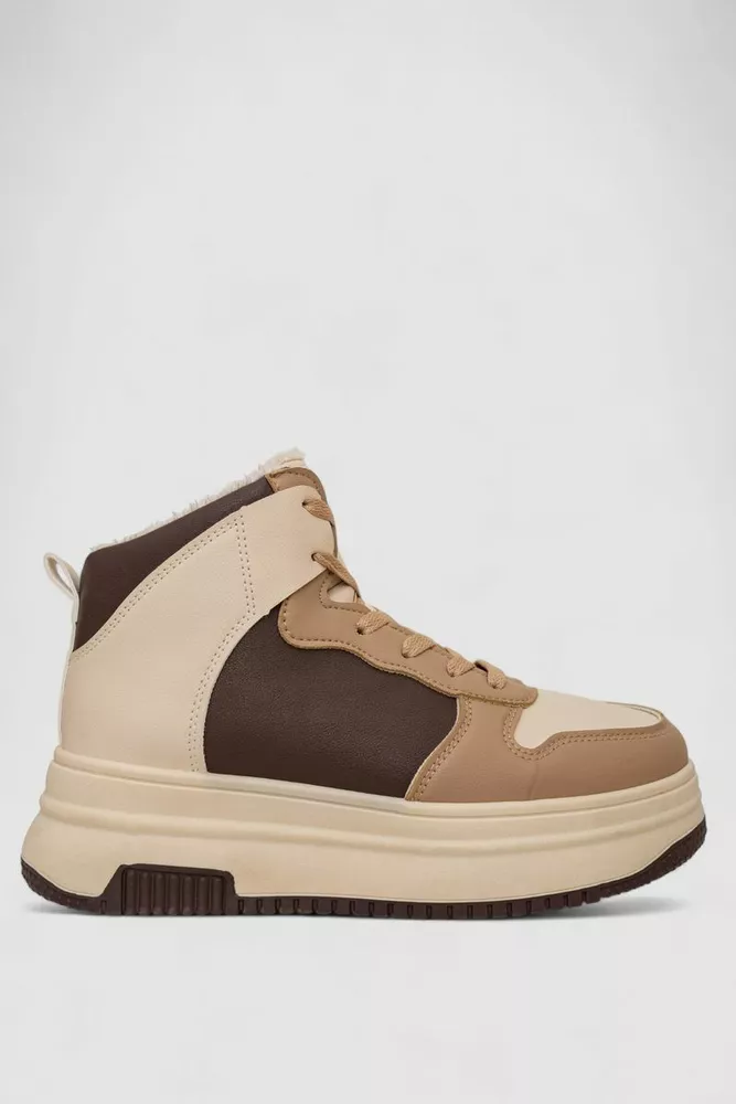 Купить Кроссовки женские зимние на меху  -уценка, цвет бежево-коричневый, 248RAM01-U-1 - Фото №1