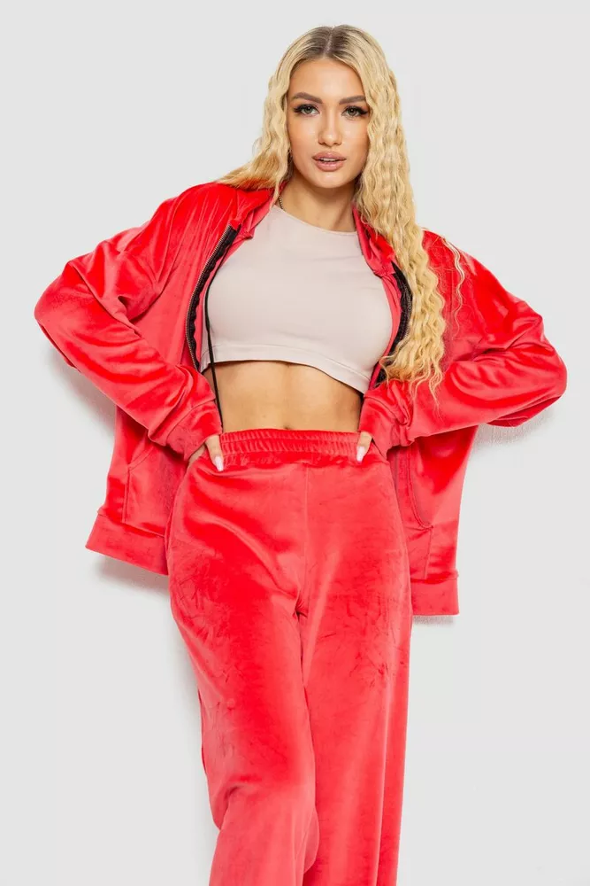 Купити Спортивний костюм жіночий велюровий  -уцінка, колір кораловий, 238R107-1-U-5 - Фото №2
