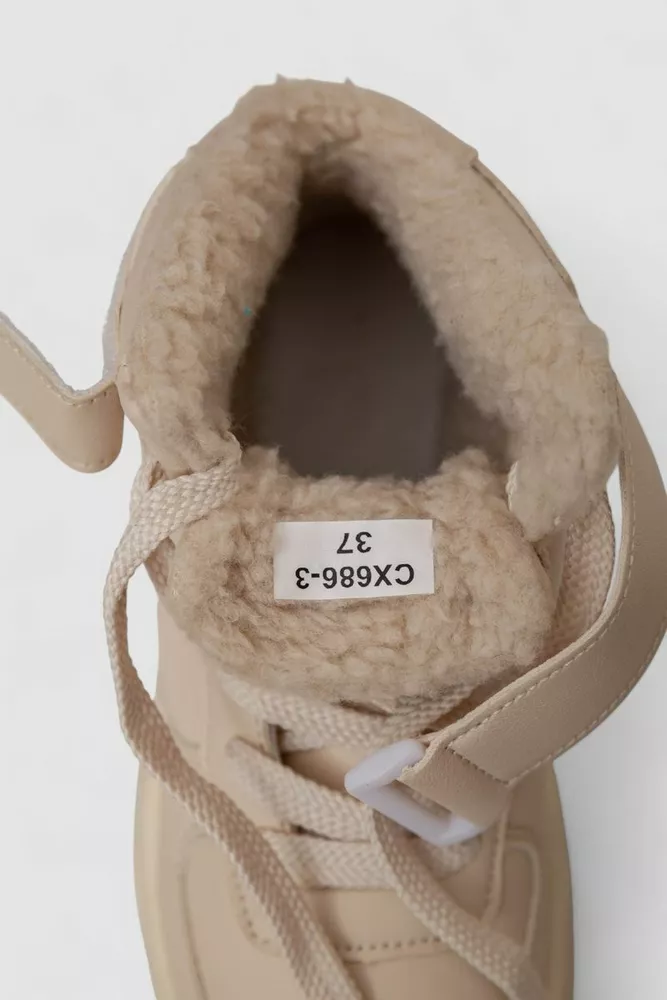 Купить Кроссовки женские зимние на меху  -уценка, цвет бежевый, 248RCX686-U-1 - Фото №6
