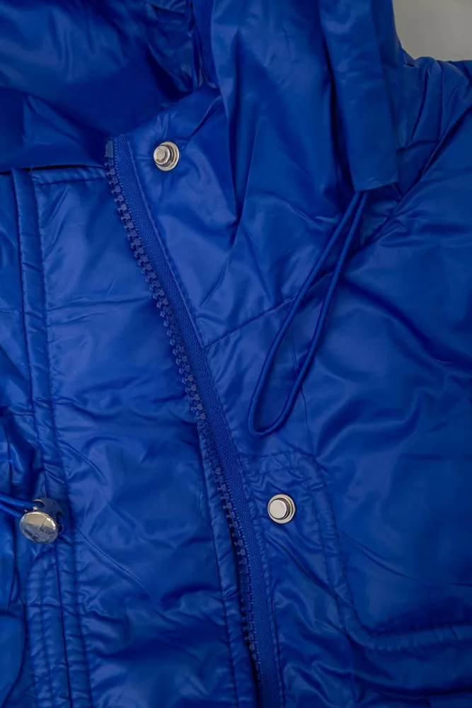 Купити Жилет жіночий однотонний з капюшоном  -уцінка, колір синій, 244R810-U-1 - Фото №6