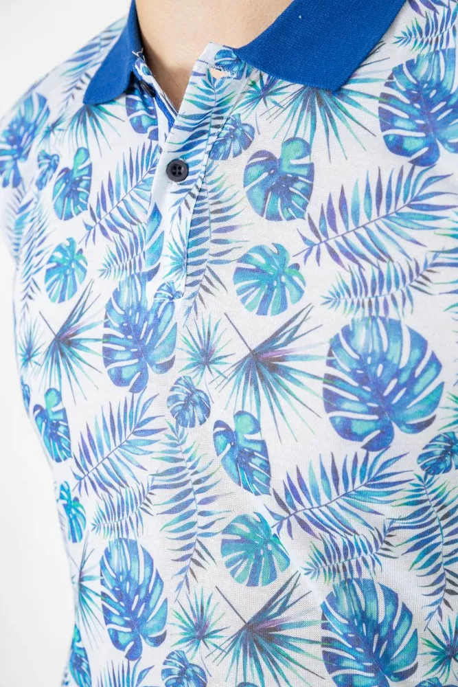 Купить Поло мужское с принтом  -уценка, цвет сине-молочный, 247R311-U - Фото №5