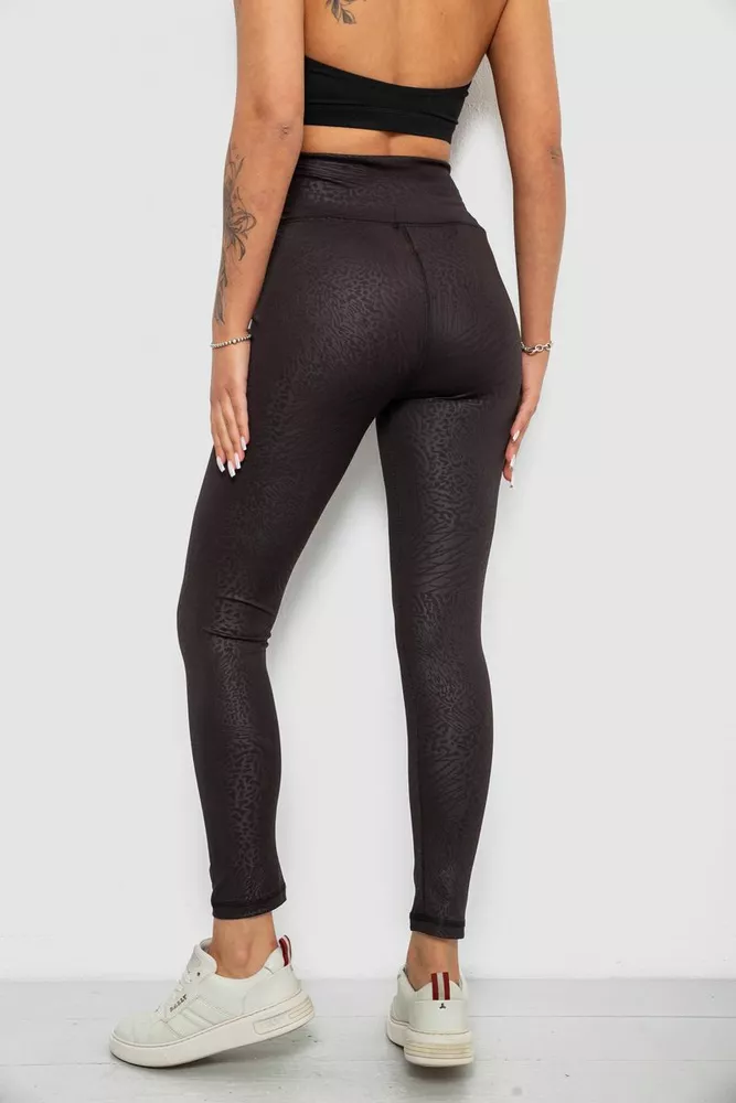 Купить Лосины женские однотонные с принтом, цвет черный, 214R928 оптом - Фото №4