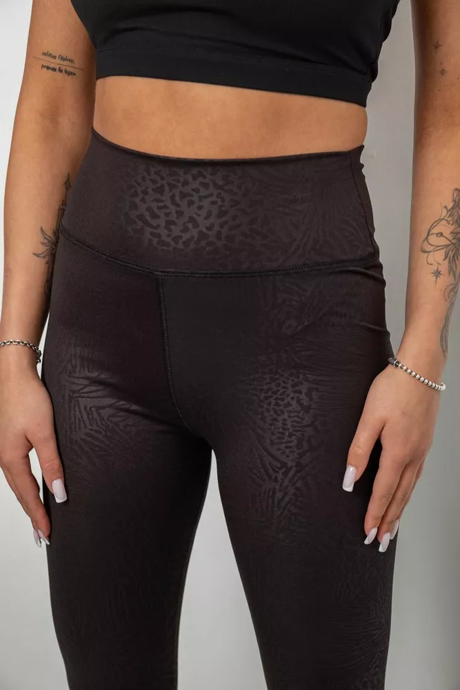 Купить Лосины женские однотонные с принтом, цвет черный, 214R928 оптом - Фото №5