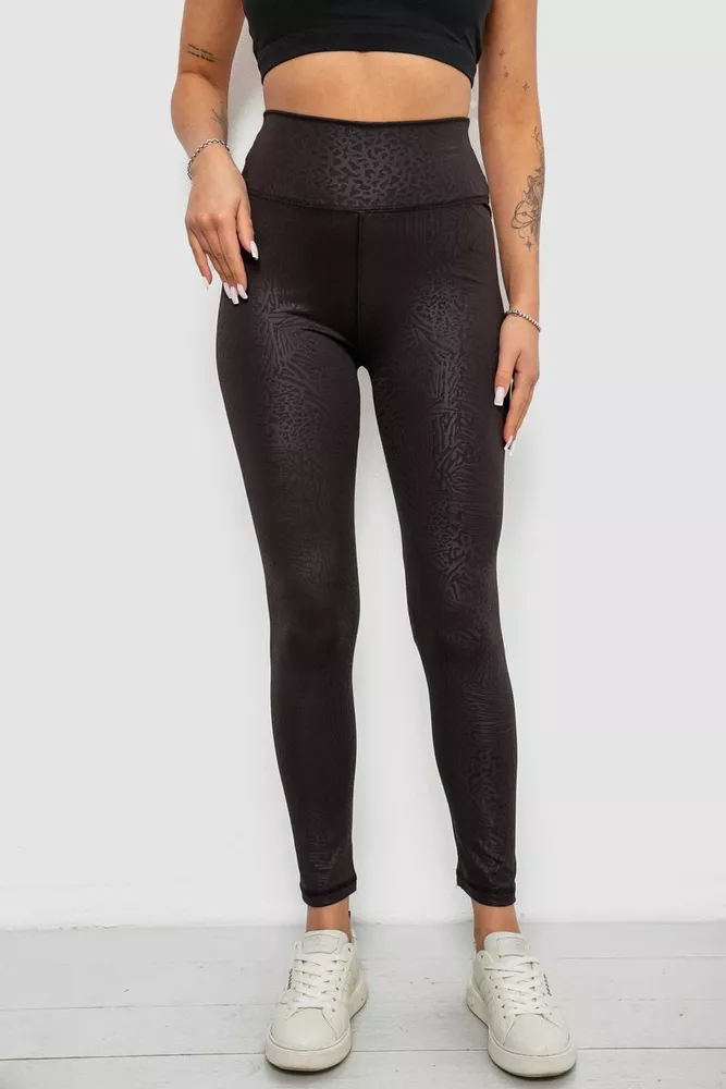 Купить Лосины женские однотонные с принтом, цвет черный, 214R928 оптом - Фото №1