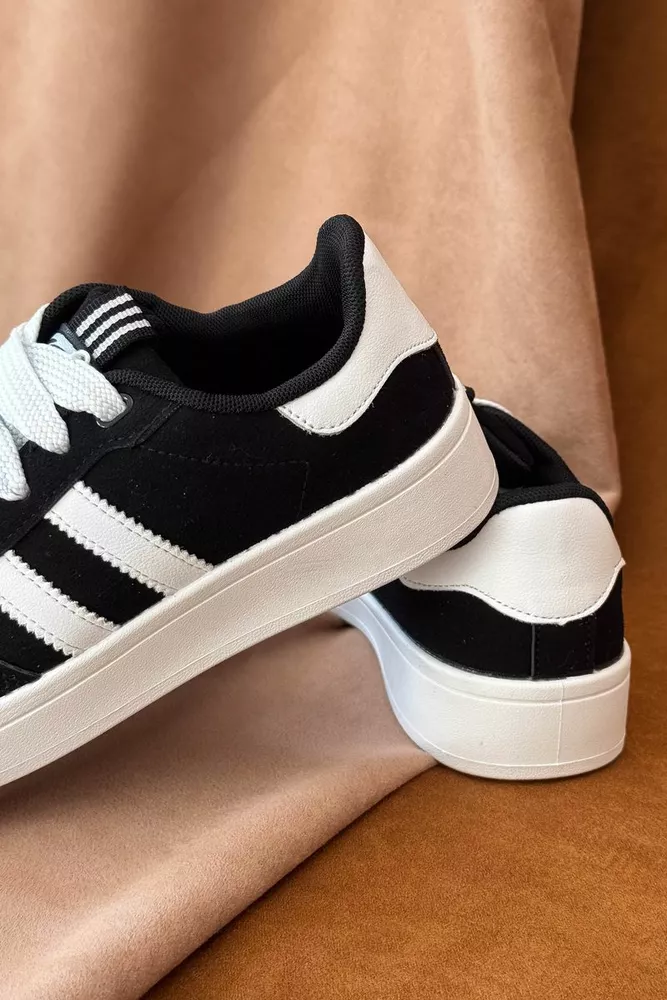 Купить Кеды женские замша, цвет черно-белый, 248RJH400-1 оптом - Фото №4