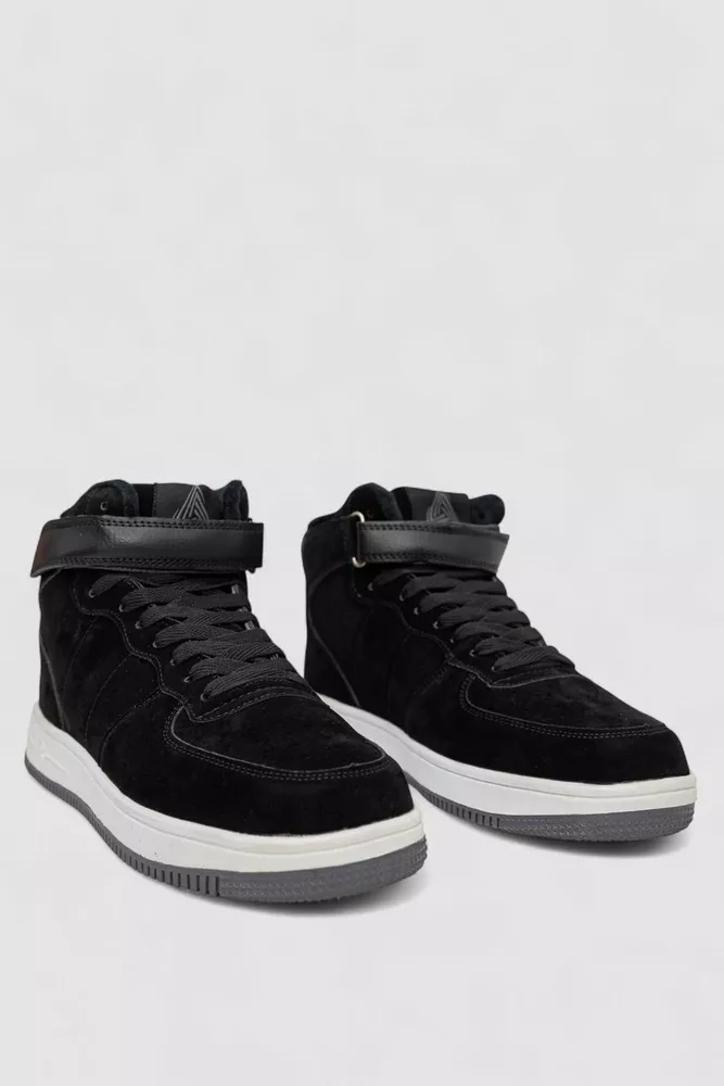 Купить Кроссовки мужские зимние на меху, цвет черно-серый, 248RH202-11 - Фото №3