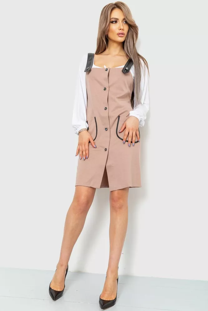 Купить Сарафан женский, цвет пудрово-черный, 230R107-3 - Фото №1