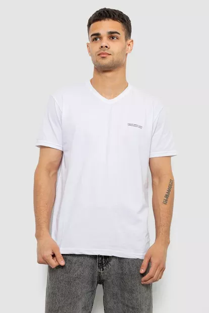 Футболка чоловіча з принтом, колір білий, 244R386-5