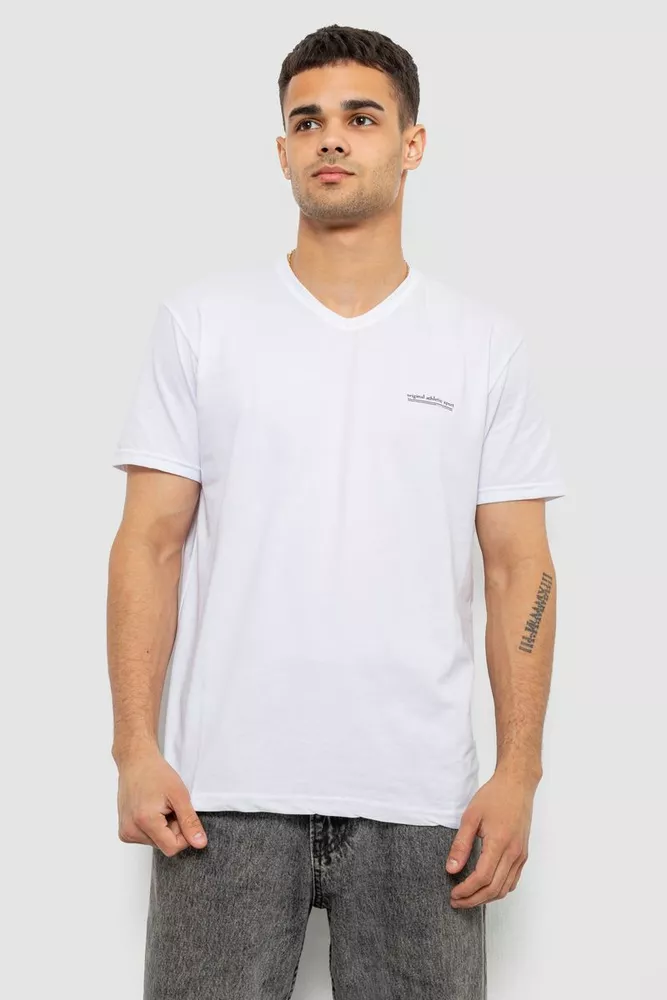 Купить Футболка мужская с принтом, цвет белый, 244R386-5 - Фото №1