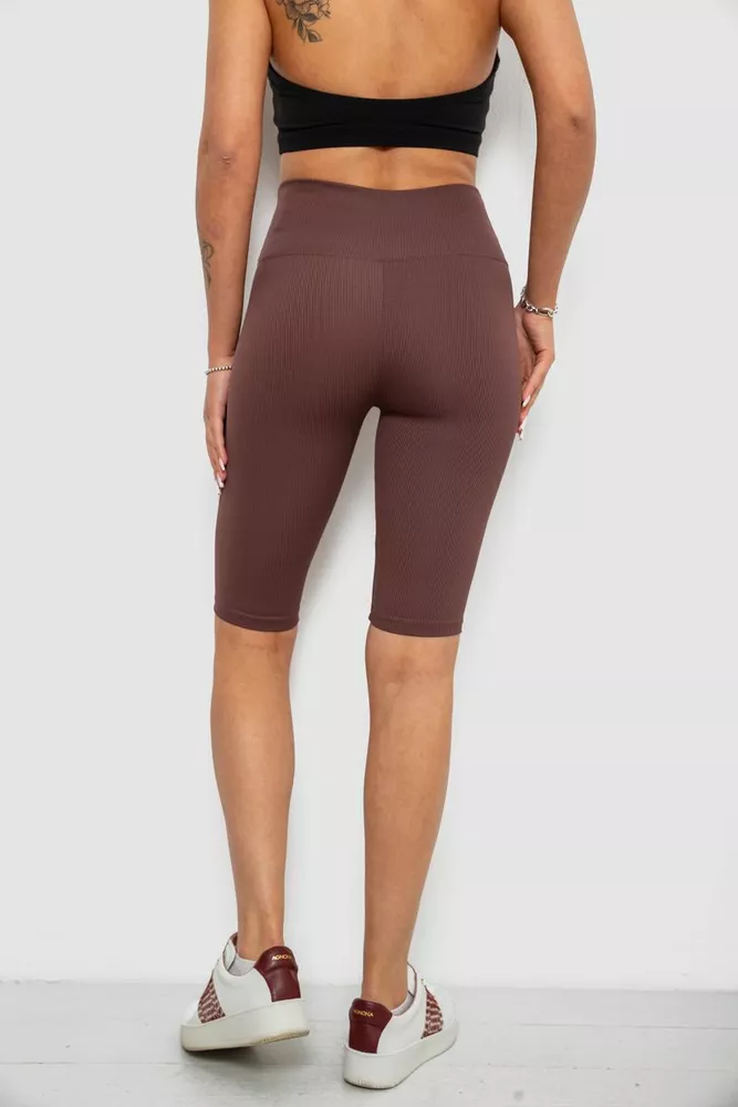 Купить Велотреки женские однотонные в рубчик, цвет шоколадный, 214R264 оптом - Фото №4