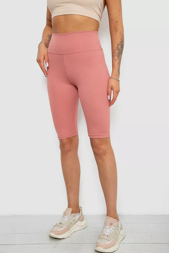 Купить Велотреки женские однотонные в рубчик, цвет темно-коралловый, 214R264 - Фото №3