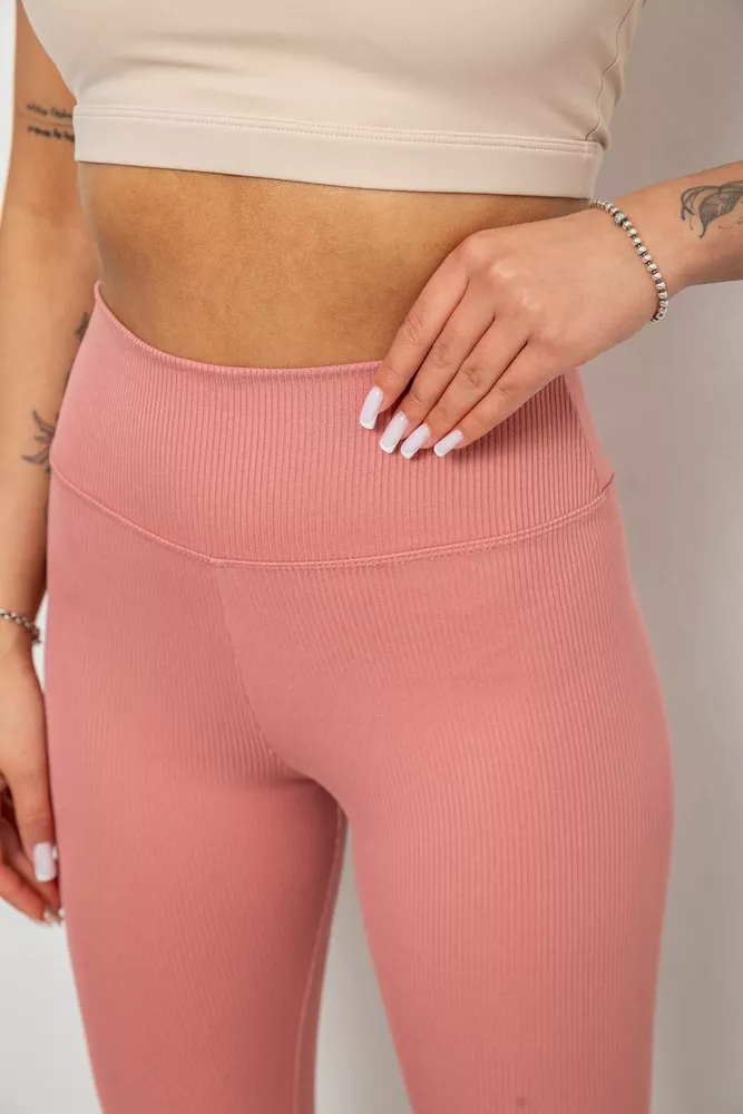 Купить Велотреки женские однотонные в рубчик, цвет темно-коралловый, 214R264 - Фото №5