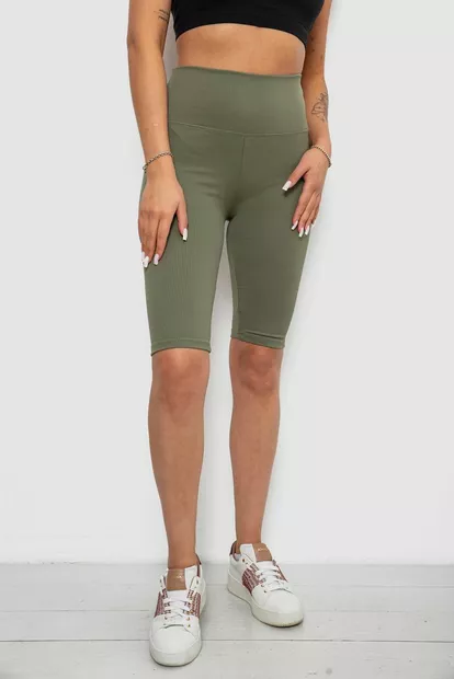 Велотреки жіночі однотонні в рубчик, колір темно-оливковий, 214R264