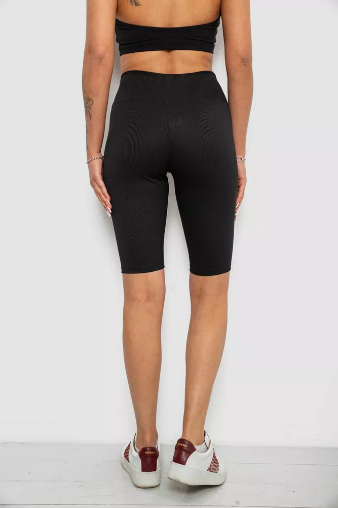 Купить Велотреки женские однотонные в рубчик, цвет черный, 214R264 - Фото №4