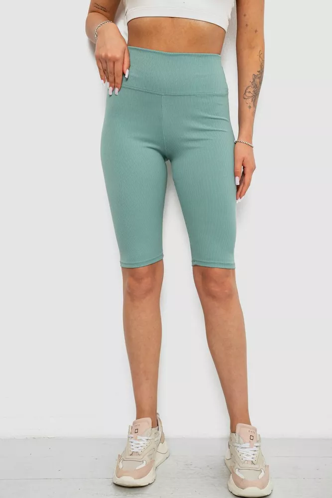 Купить Велотреки женские однотонные в рубчик, цвет светло-оливковый, 214R264 оптом - Фото №1