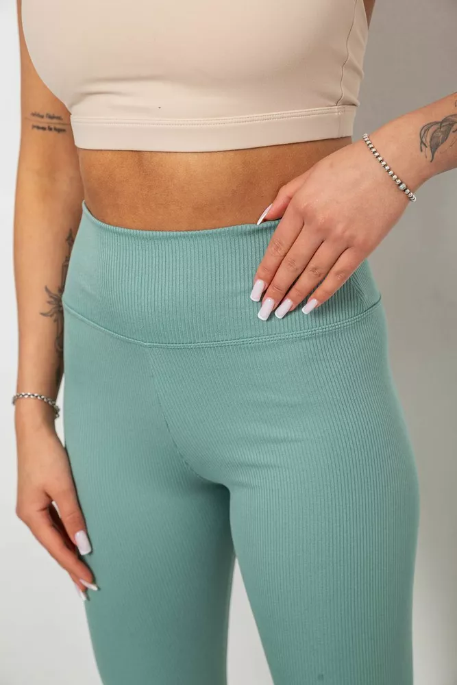 Купить Велотреки женские однотонные в рубчик, цвет светло-оливковый, 214R264 оптом - Фото №5