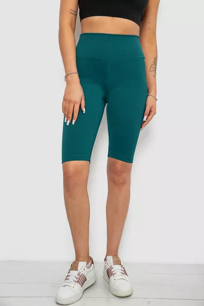 Велотреки жіночі однотонні в рубчик, колір темно-зелений, 214R264