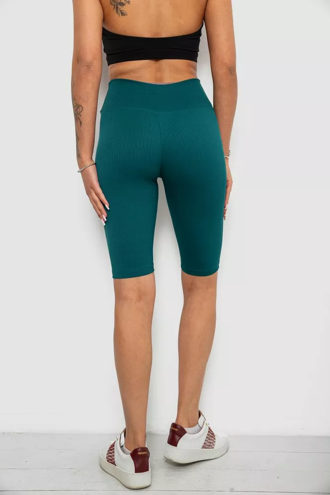 Купить Велотреки женские однотонные в рубчик, цвет темно-зеленый, 214R264 - Фото №4