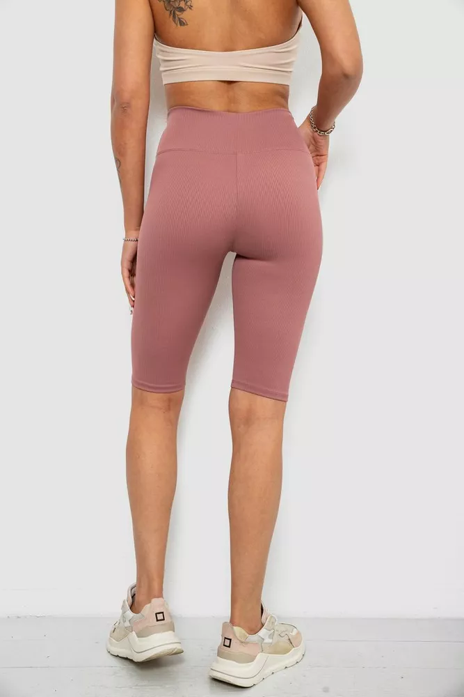 Купить Велотреки женские однотонные в рубчик, цвет пудровый, 214R264 - Фото №4