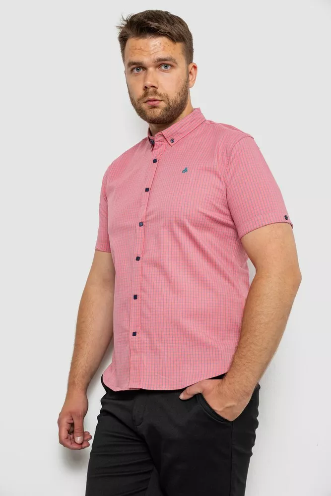 Купити Сорочка чоловіча в клітку  -уцінка, колір пудровий, 214R4564-5-U - Фото №3