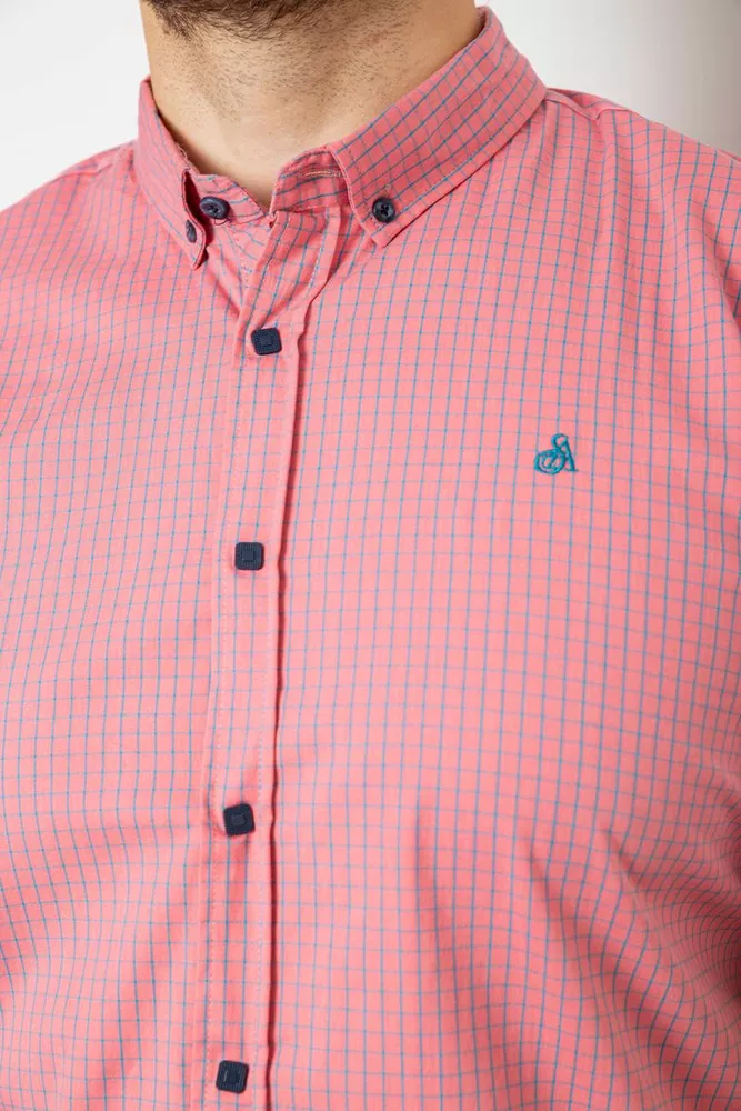 Купити Сорочка чоловіча в клітку  -уцінка, колір пудровий, 214R4564-5-U - Фото №5