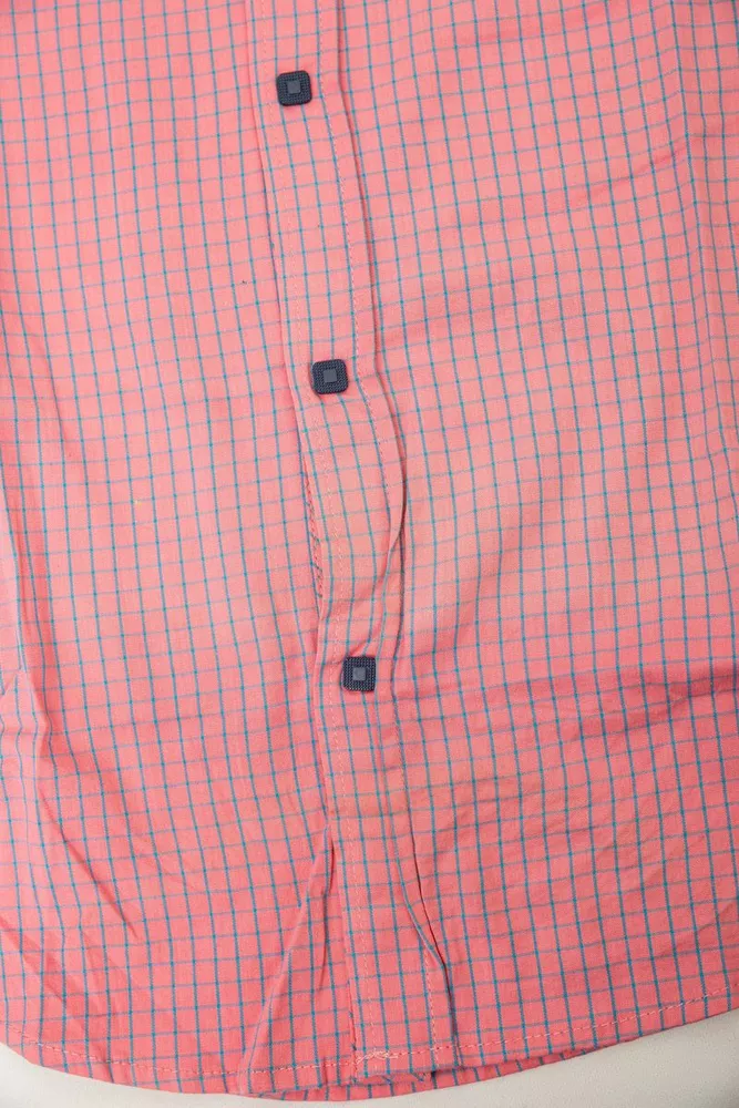 Купити Сорочка чоловіча в клітку  -уцінка, колір пудровий, 214R4564-5-U - Фото №6