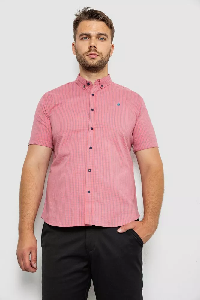 Купити Сорочка чоловіча в клітку  -уцінка, колір пудровий, 214R4564-5-U - Фото №1