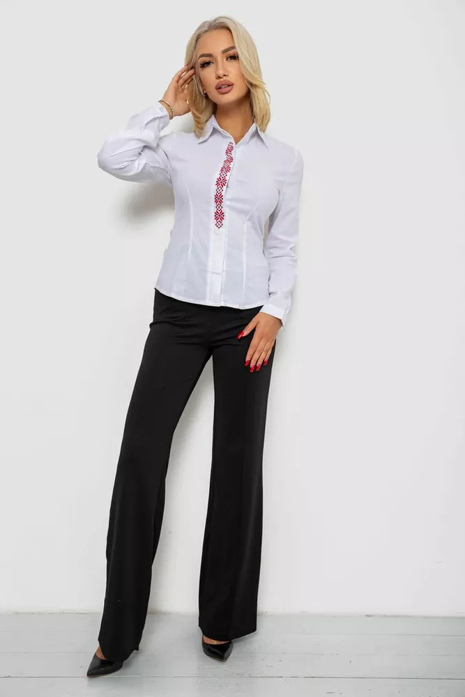 Купить Блуза классическая с вышивкой  -уценка, цвет белый, 230R03-2-U-1 - Фото №2