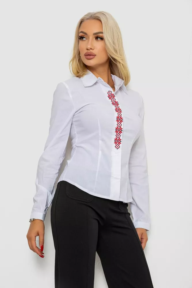 Купить Блуза классическая с вышивкой  -уценка, цвет белый, 230R03-2-U-1 - Фото №3