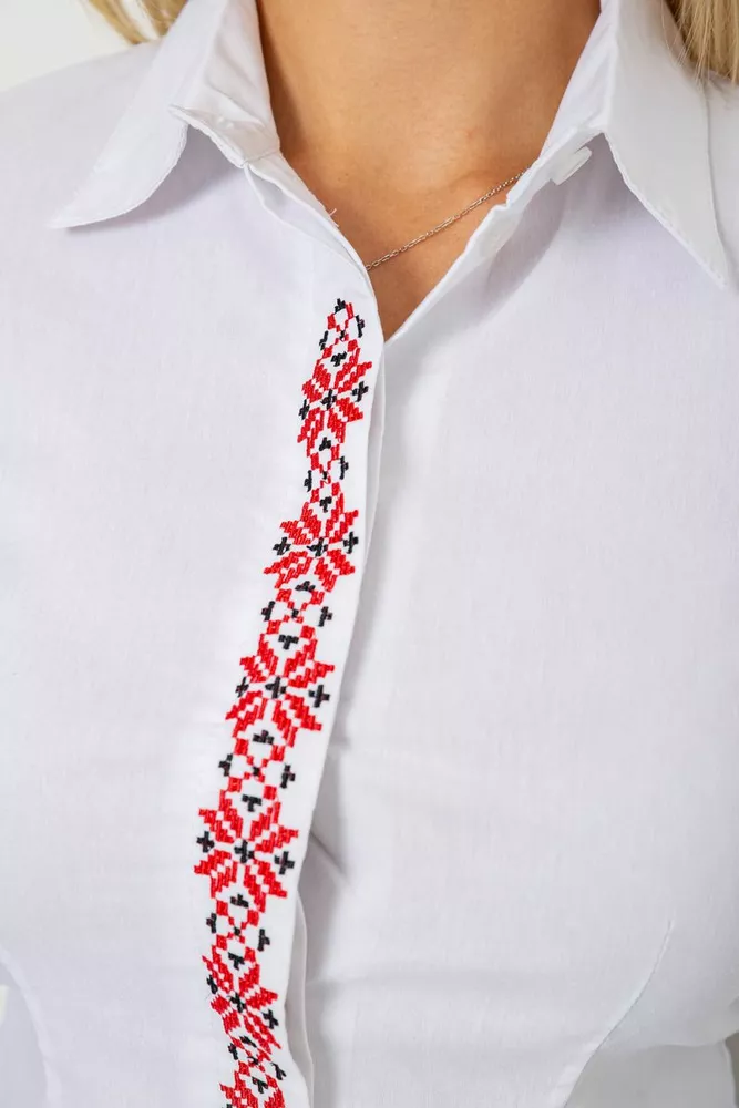 Купить Блуза классическая с вышивкой  -уценка, цвет белый, 230R03-2-U-1 - Фото №5