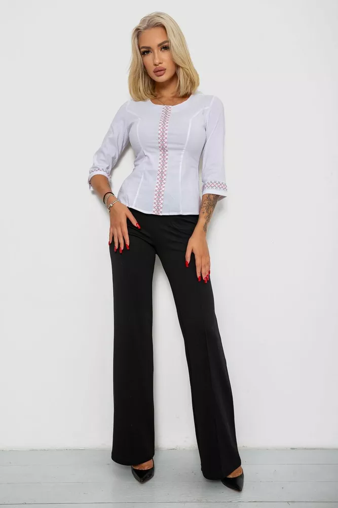 Купить Блуза классическая с вышивкой  -уценка, цвет белый, 230R03-1-U-1 - Фото №2