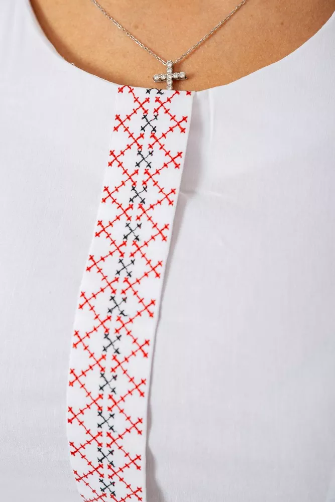 Купить Блуза классическая с вышивкой  -уценка, цвет белый, 230R03-1-U-1 - Фото №6