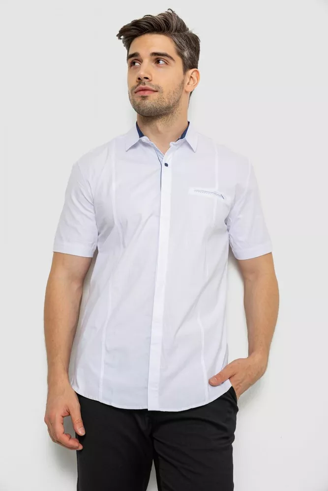 Купити Сорочка чоловіча однотонна класична  -уцінка, колір білий, 214R7108-U-5 - Фото №1