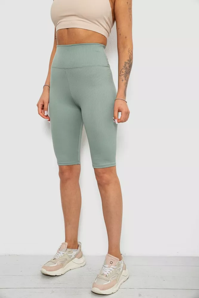 Купить Велотреки женские однотонные в рубчик, цвет оливковый, 214R264 - Фото №3