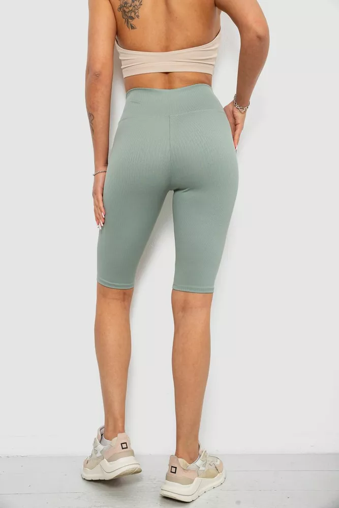 Купить Велотреки женские однотонные в рубчик, цвет оливковый, 214R264 - Фото №4