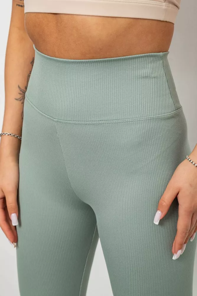 Купить Велотреки женские однотонные в рубчик, цвет оливковый, 214R264 - Фото №5