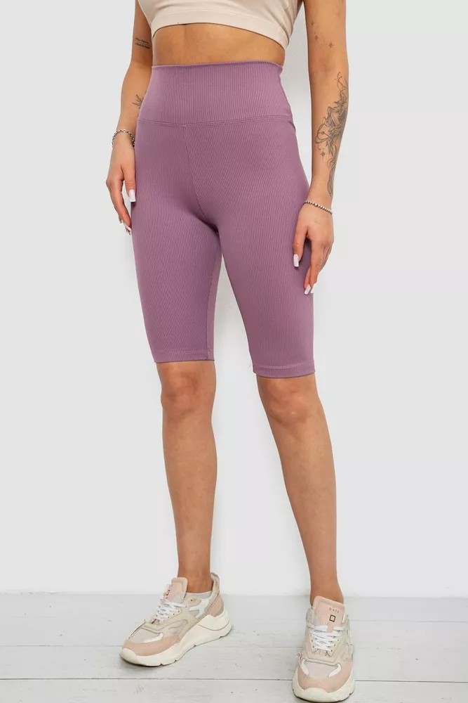 Купить Велотреки женские однотонные в рубчик, цвет темно-сиреневый, 214R264 - Фото №3