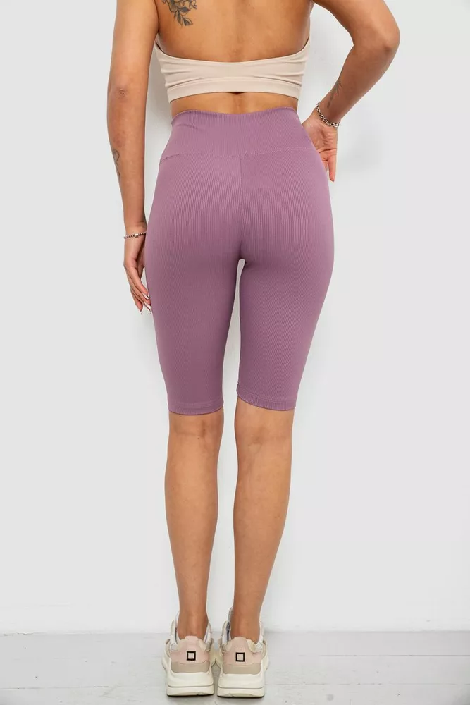 Купить Велотреки женские однотонные в рубчик, цвет темно-сиреневый, 214R264 - Фото №4