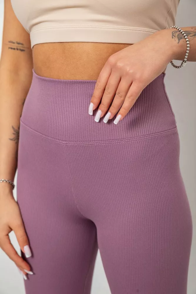 Купить Велотреки женские однотонные в рубчик, цвет темно-сиреневый, 214R264 - Фото №5