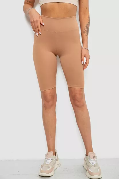 Велотреки жіночі однотонні в рубчик, колір темно-бежевий, 214R264