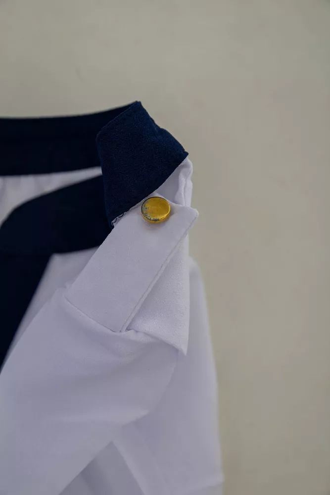 Купити Блуза класична  -уцінка, колір біло-синій, 230R051-U-9 - Фото №6