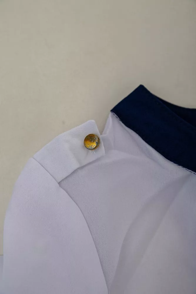 Купить Блуза классическая   -уценка, цвет бело-синий, 230R051-U-14 - Фото №6