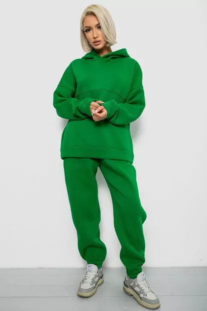 Спортивный костюм женский на флисе, цвет зеленый, 247R2021