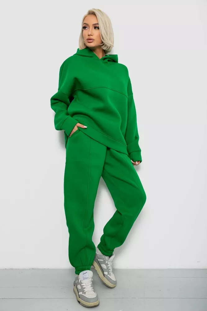Купить Спортивный костюм женский на флисе, цвет зеленый, 247R2021 - Фото №3