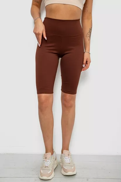 Велотреки жіночі однотонні в рубчик, колір коричневий, 214R264