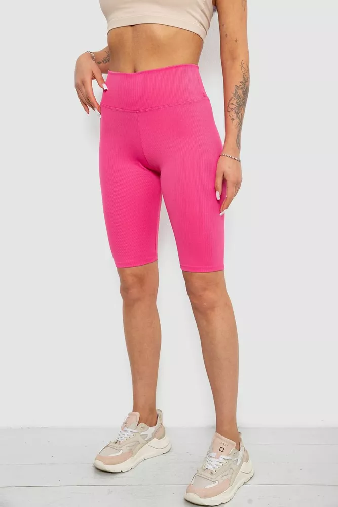 Купить Велотреки женские однотонные в рубчик, цвет розовый, 214R264 - Фото №3