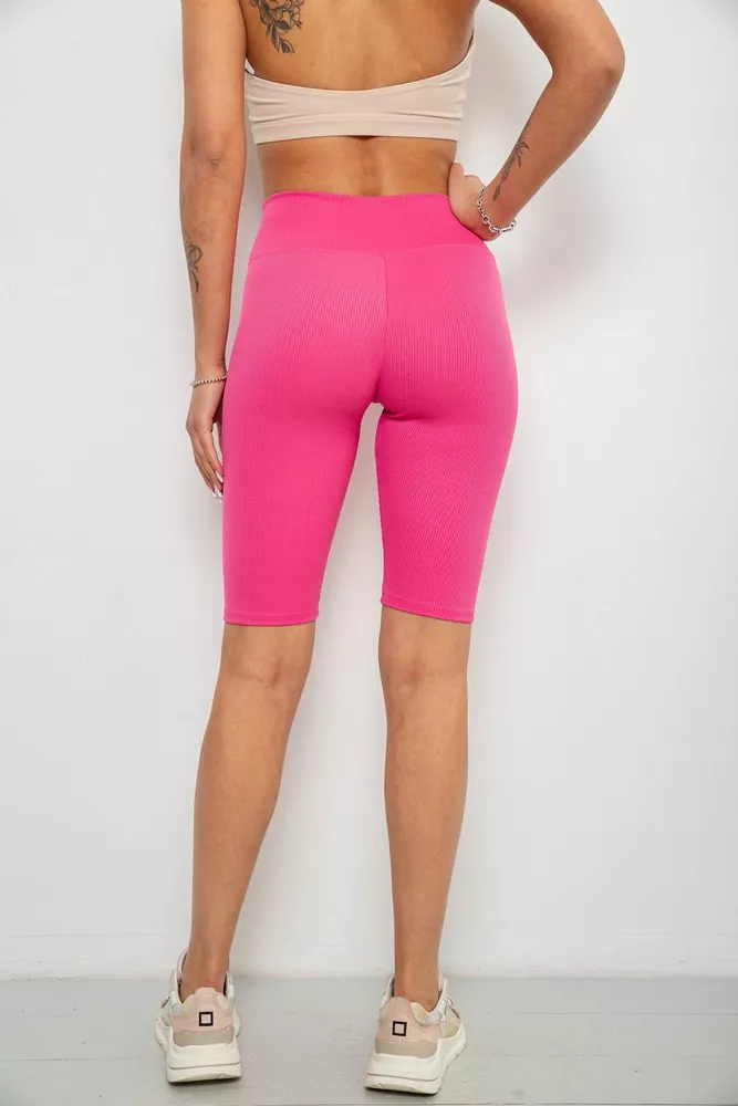 Купить Велотреки женские однотонные в рубчик, цвет розовый, 214R264 - Фото №4